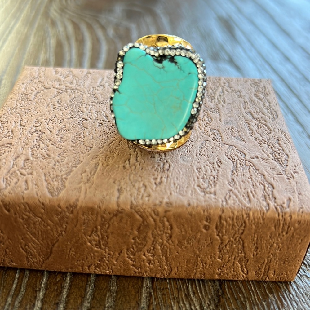 Baublebar Globetrotter Turquoise Gold Ring Size 7
